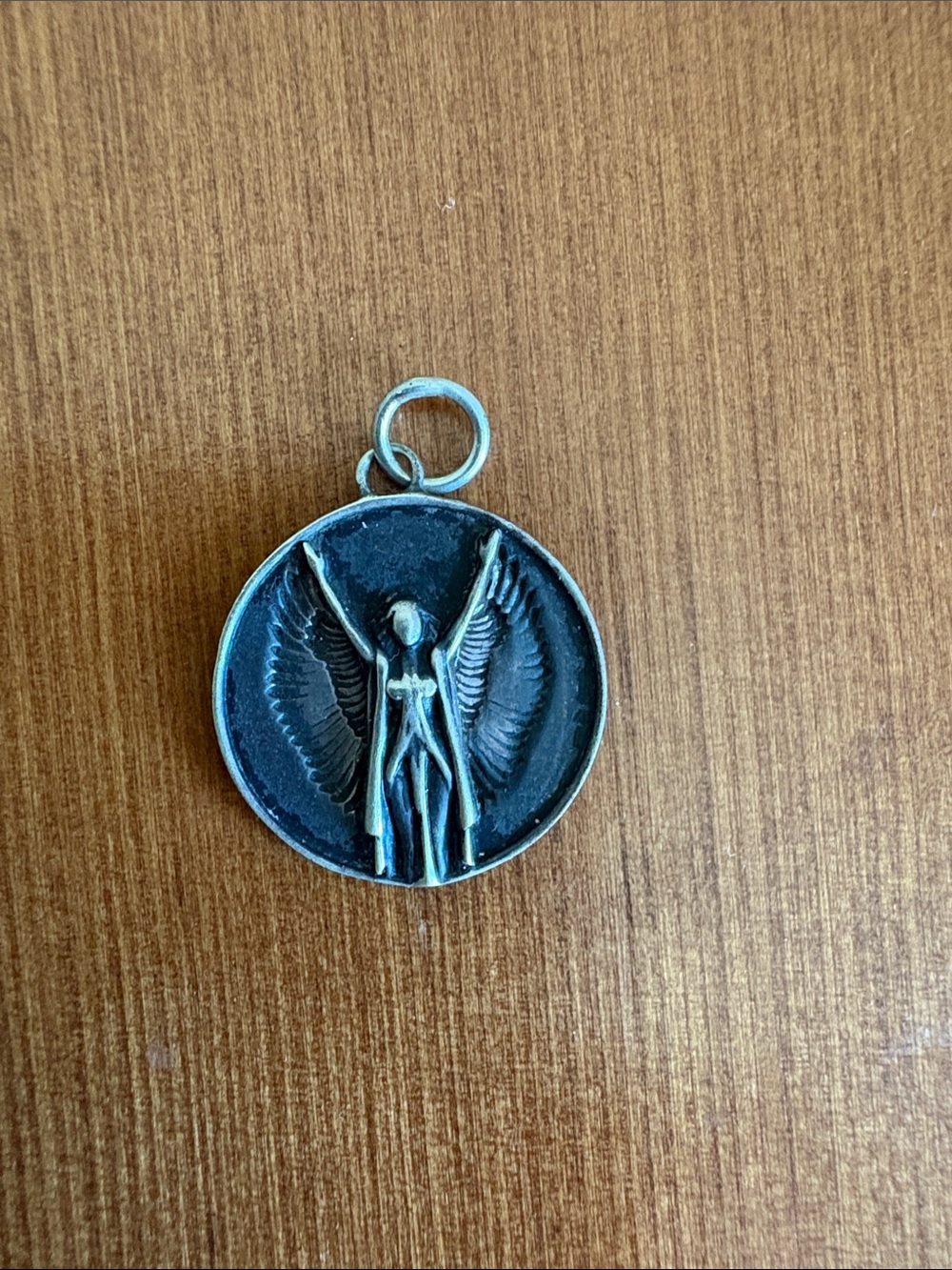 Angel Wing Virgo Round Pendant Sterling Silver